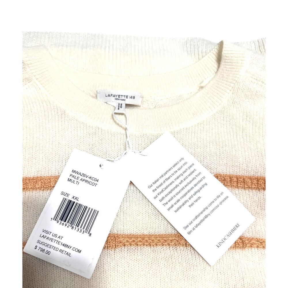 Lafayette 148 New York Cashmere Stripped Breton Sz 2X Stripped Luxurious Sweater - Picture 11 of 15
